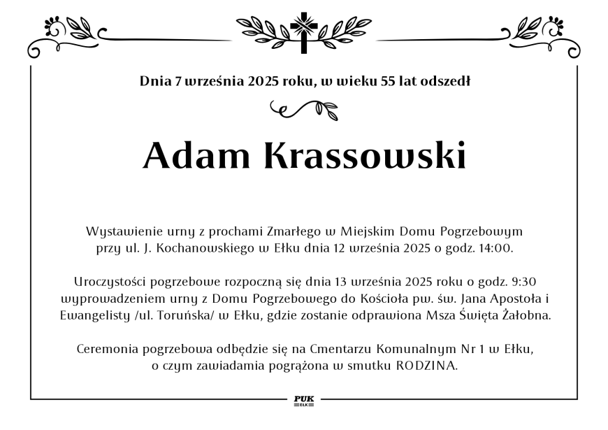 Adam Krassowski - nekrolog